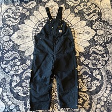 Carhartt R41 BLK Black Quilt Lined Bib Overalls Duck Double Knee Mens 48x30 EUC