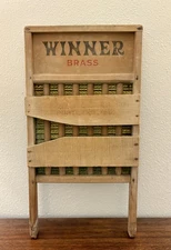 Vintage Winner Brass Wooden Washboard Great Condition Approx. 2 ft by 1 ft