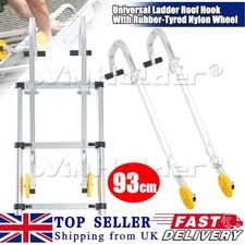 UNIVERSAL ROOF EXTENSION LADDER For Roof Ridge Ladder Stabilizer Hook W/Wheels