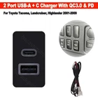 36W Dual USB-C & USB-A USB Power Car Charger Socket PD+QC3.0 for Toyota Tacoma