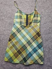  Urban Outfitters Mini Dress Womens Size S-P" Keya Plaid Eye & Hook Green Multi 