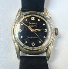 Zodiac Antimagnetic Cal 1080 Manual Watch Vintage Mens Black Dial Cover Cyma