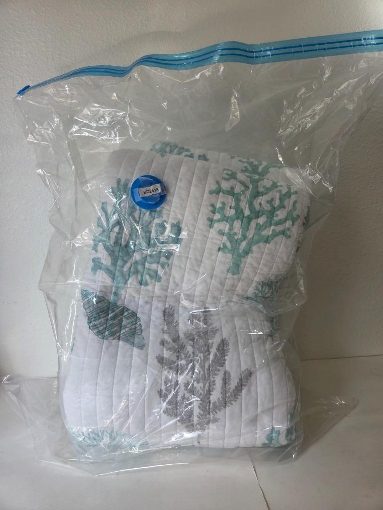 Levtex Home Cape Coral Key Full/Queen Quilt, Coastal, 100% Cotton Teal