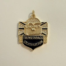 LV Zipper Pull Upcycled Charm Pendant Repurposed Gold Tone Trunks & Bags