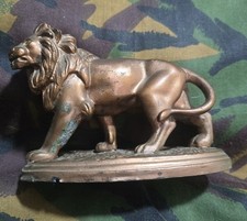 A Gilt Spelter Sculpture Of Lion, Late 20th Century "Needs A Base See Pics"