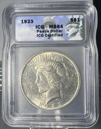 1923 Peace Dollar ICG MS 64 .
