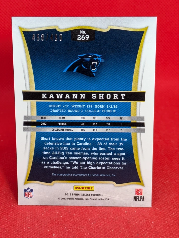 2013 Panini Select Rookie Auto 458/499 Kawann Short #269 Auto RC - Image 2 of 2