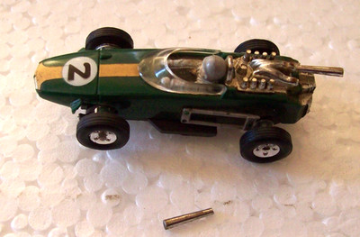Vtg HO Slot Car T Jet? Indy  F1 #1406 Green #2 Repco Brabham?, RARE