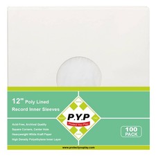 100ct 12-Inch Poly-Lined Record Inner-Sleeves - White Kraft Paper for 33 RPM ...