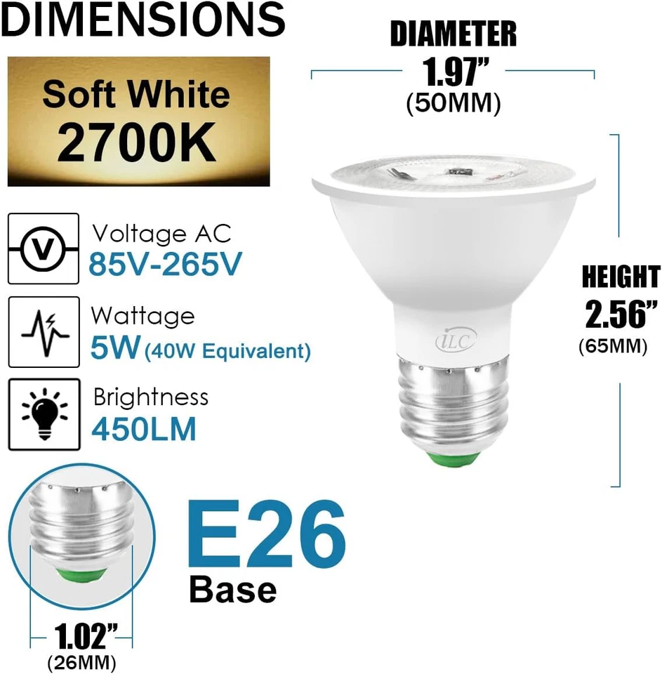Par16 LED Light Bulbs 40 Watt Equivalent Color Changing E26 Screw 45°, 12 Colors - Image 3 of 4