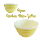 VTG Pyrex 401 Mixing Bowl Milk Glass Yellow Rainbow Stripe 1 1/2 PT RARE Collect