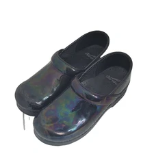 Dansko size 39 Black metallic slip on clog heel round toe comfort support