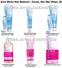 Avon Works Hair Removal - Bikini Body Cream, Gel, Facial Wax Strips, Shave oil