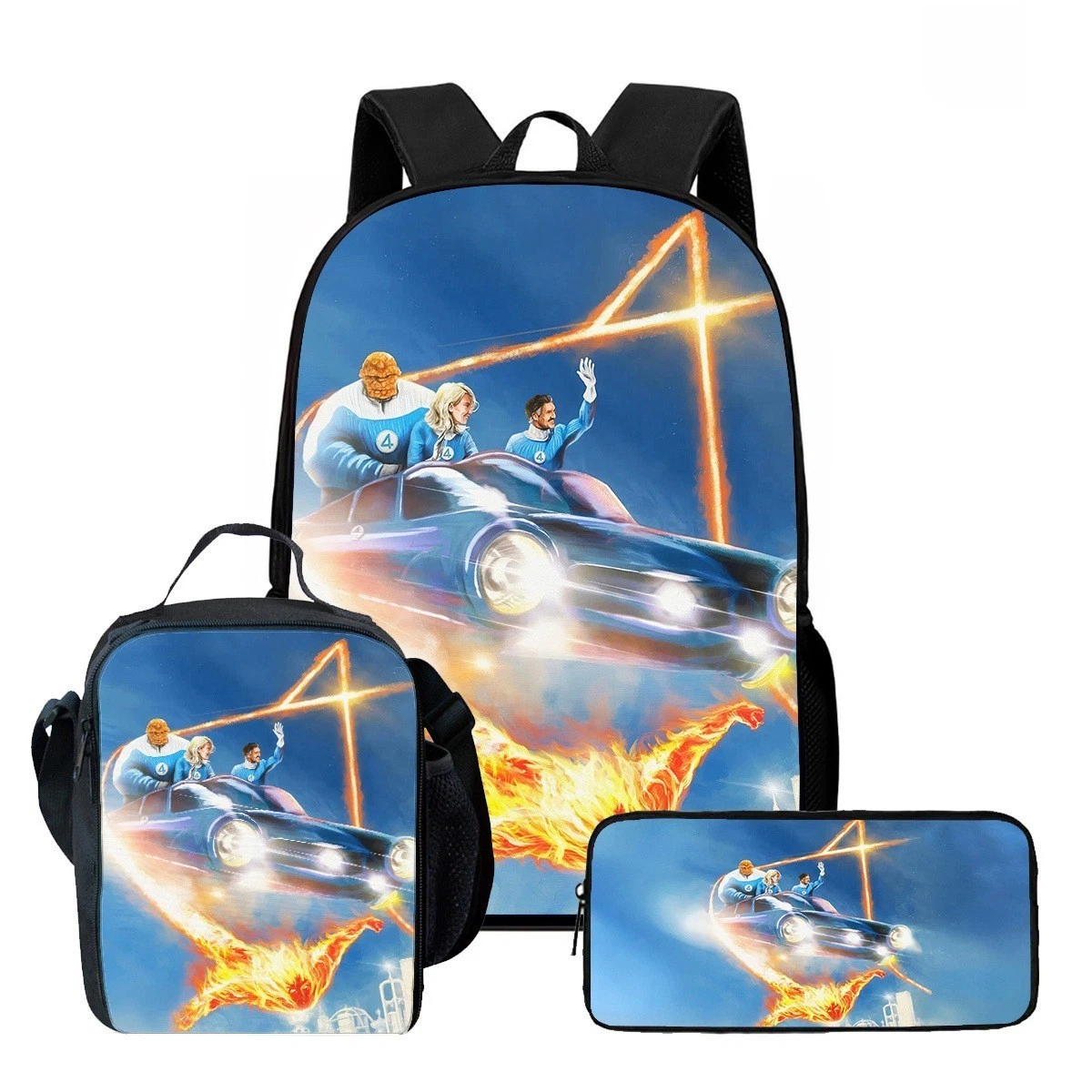 The Fantastic Four School Backpack Insulated Lunch Bag Rucksack Pencil Case Gift