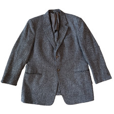 Armani Collezioni Blazer Men 44R Brown Tweed Alpaca Silk Birdseye Italy Vintage