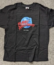 VTG 1990s NEW PLANET HOLLYWOOD New York GRAPHIC MEN XL T-SHIRT BLACK COTTON