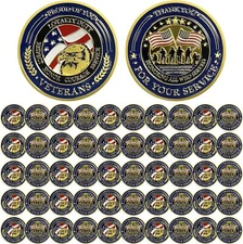 50Pack Military Challenge Coins Veterans Coin Thank You for Your Service Gifts