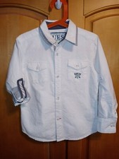 GUESS Boys White Long Sleeve Button Down w/ 2 Front Pockets Size M 5/6