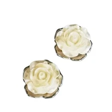 10PCS Bright White Rose Button Vintage Buttons Resin Plating Coat Shirt Butto...