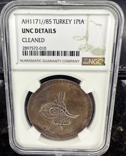 Ottoman Empire, Turkey 1PIA AH 1171/85 NGC UNC Details
