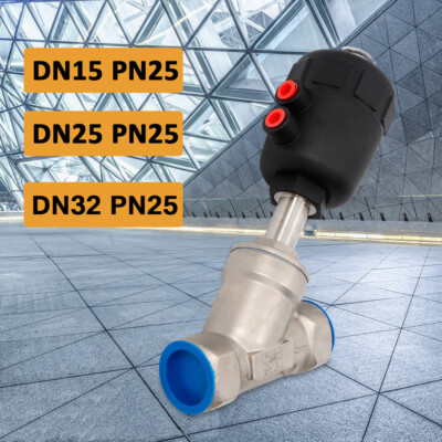 DN15 1/2'' Stainless Steel Pneumatic Angle Seat Valve - High Flow Efficiency