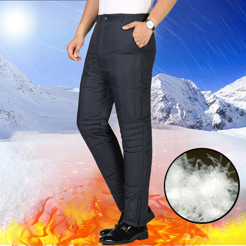 Men Winter Casual Thermal Trousers Quilted Pants Outdoor Duck Down