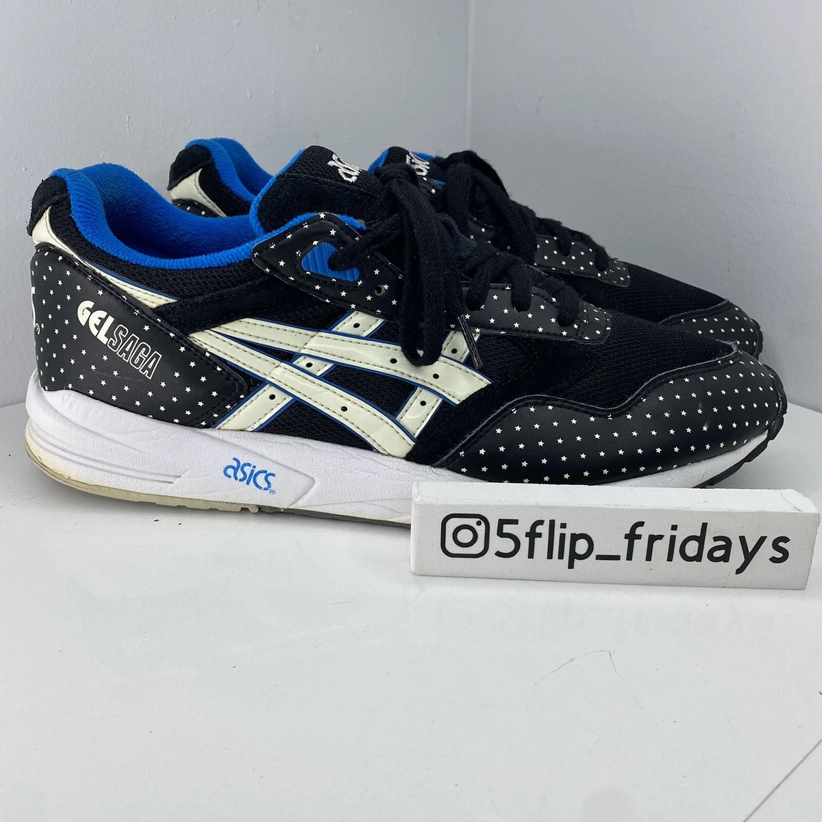 Asics GEL Saga Glow In The Dark Black Blue Running Shoes Men s 10