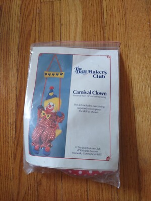 The Doll Makers Club Carnival Clown Sitting on Swing Red Yellow Blue-16 