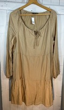 Gap NWT Women’s Boho Beige Dress Size Medium Long Sleeve Tiered Dress - Lined