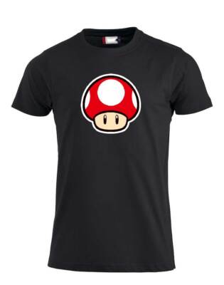Mushroom Super Mario Black Customizable T-Shirt