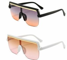 NEW OVERSIZED SQUARE ONE PIECE SHIELD LENS SUNGLASSES RETRO DESIGNER FASHION