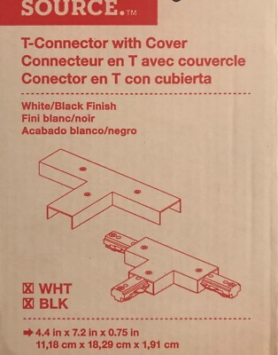 PROJECT SOURCE T-Connector for Track Lighting - White w/Black Cover - NEW