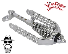 ORIGINAL F&R Vintage Lowrider Chrome Triple Flat Twisted Suspension Fork Slammer