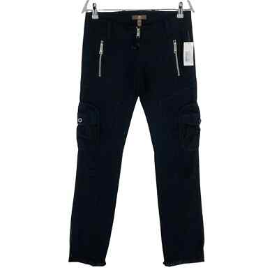 JLO By Jennifer Lopez Schwarz Niedrige Taille Regular Fit Cargo Hose W28 L34