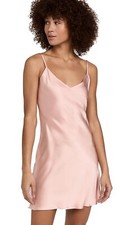 100 Silk Slip Dress Nightgown, Pink, Size Small
