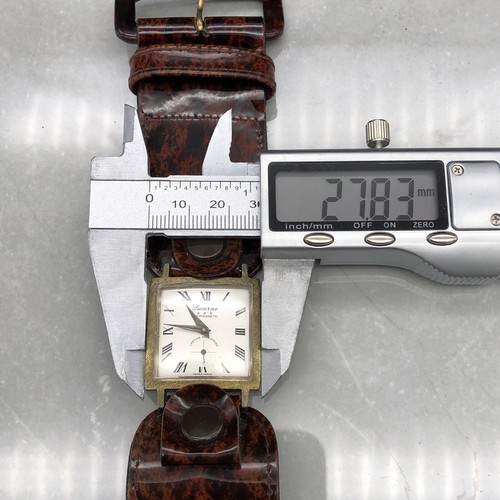 Vintage Lucerne Square Watch, Small Second Hand, Gold Tone, Wide Strap - Picture 10 of 11