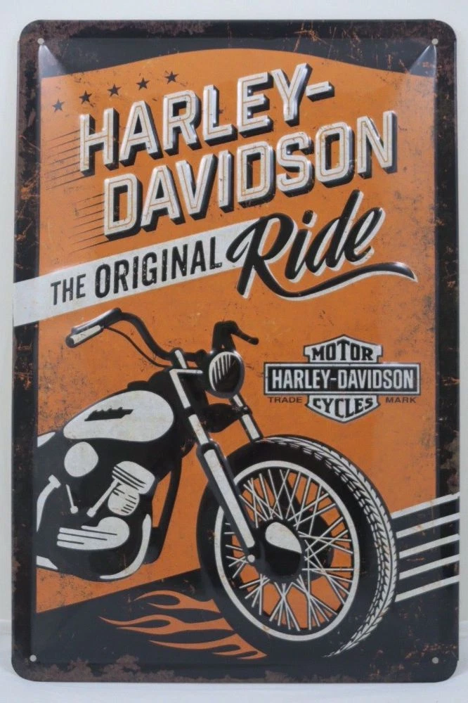 RETRO Tin Metal Embossed Sign HARLEY DAVIDSON 20X30CM License original ride