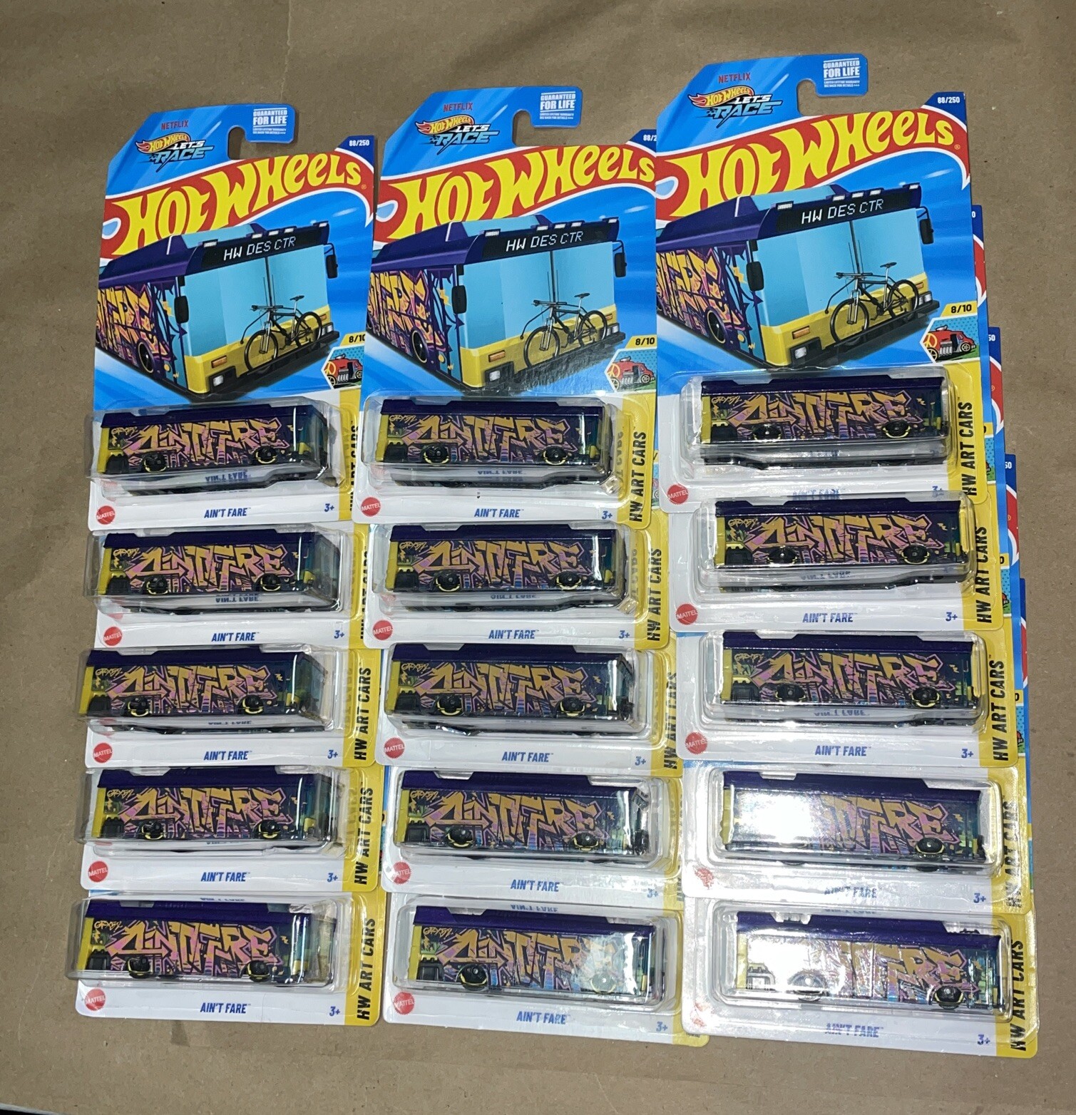 Hot Wheels 2025 Mainline HW Art Cars Ain't Fare Purple HW Lets Race Lot Of 15