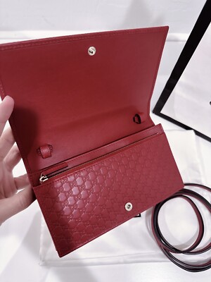 Gucci Micro Guccissima Wallet on strap Burgundy eBay