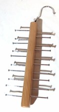 20 BAR 11" HANGING HANGER TIE RACK BELT HOLDER WOOD