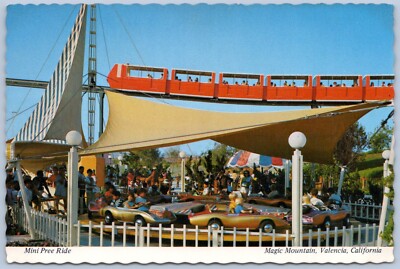 Postcard CA Valencia California Mini Pree Ride Cars Magic Mountain 6x4 C51
