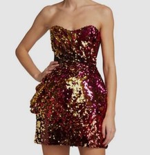 $1900 Halpern Women's Pink Strapless Sequin-Embroidered Mini Dress Size FR36/US4