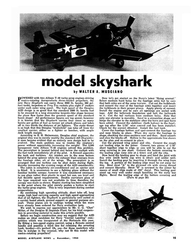 Model Airplane Plans (UC): AD-2 SKYSHARK Navy Carrier 28" for .19-.49 (Musciano) - Picture 3 of 3