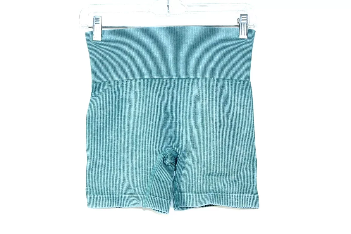 NWT Colsie Vintage Wash Green Teal Ribbed Knit Exercise Comfort