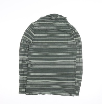 GAP Damen T-Shirt grün gestreift Langarm Wasserfallausschnitt M