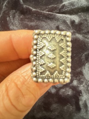 Rectangular Middle Eastern Ethnic Silver Metal Band Ring No Stone