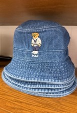 NWT Polo Ralph Lauren PREPPY TENNIS BEAR Dark Denim Bucket Hat