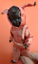 Vintage Retro 1950s Black Celluloid Jointed Limb Doll Japan Jester Devil Costume