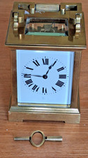 Antique Carriage Clock 8 day faceted glass, french movement, heavy brass. VGC