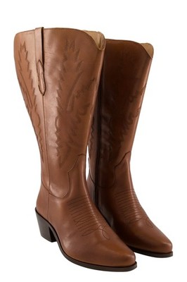 Ulla Popken große Größen Stiefel 44 terracotta Leder Cowboystiefel 3 XL Schaft